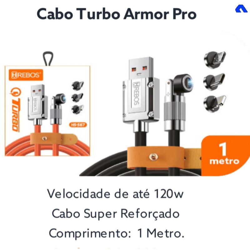 Cabo Turbo 180°  120w (tipo c//iphone)